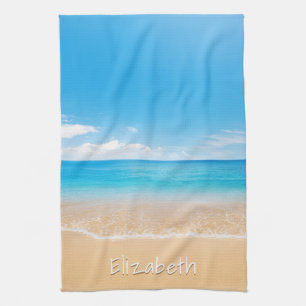 Linge De Cuisine Elégant nom personnalisé plage et mer