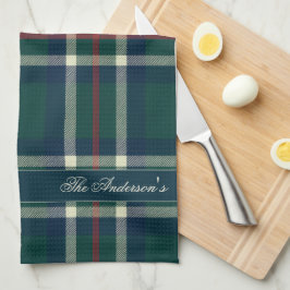 Linge De Cuisine Elegant Preppy Plaid Monogram Christmas