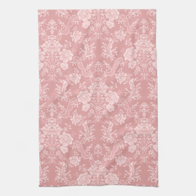 Linge De Cuisine Élégant Romantique Chic Floral Damask-Pastel rose (Vertical)