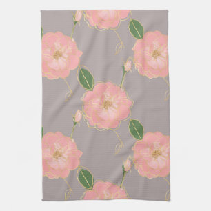 Linge De Cuisine Elégant rose & or Aquarelle Rose Gris Design