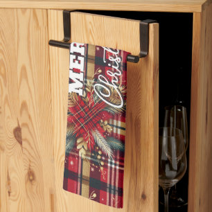 Linge De Cuisine Élégant rouge et or Festif Plaid