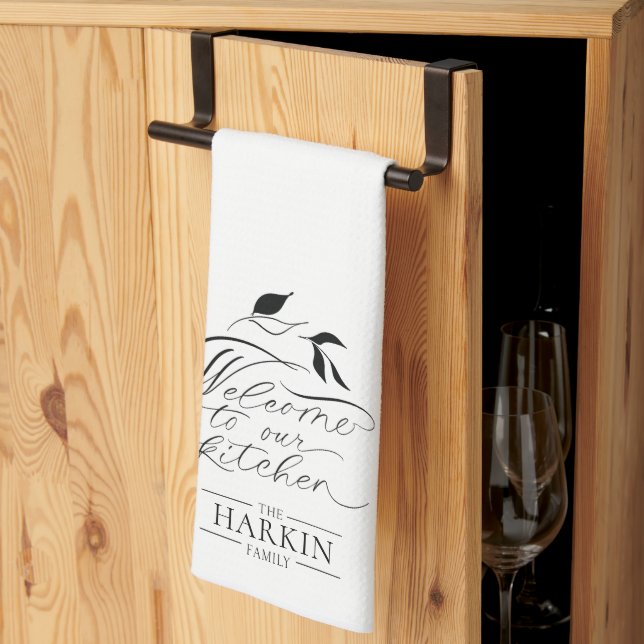 Linge De Cuisine Élégant style de ferme Nom de famille Personnalisé (Pliage en tiers)