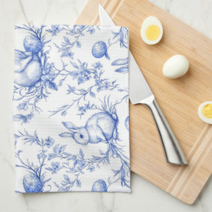 Linge De Cuisine Elégant Toile De Jouy Bunny Pâques