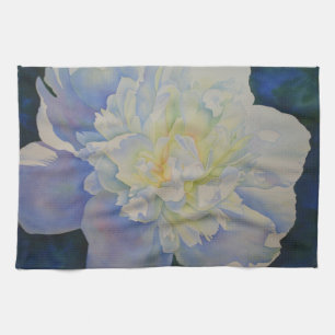 Linge De Cuisine Elégante aquarelle fleurie de pivoine blanche