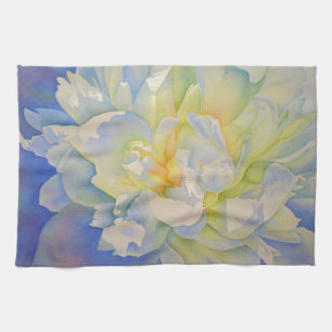 Linge De Cuisine Elégante aquarelle fleurie de pivoine blanche