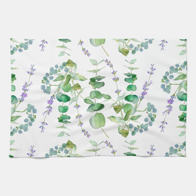 Linge De Cuisine Elégante aquarelle motif Eucalyptus (Horizontal)