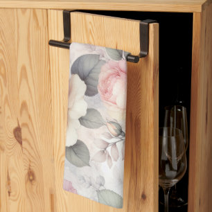 Linge De Cuisine Élégante floraison Rose