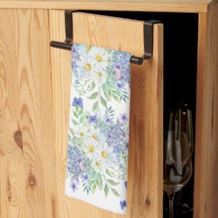 Linge De Cuisine Élégante marguerite avec papillons bleus