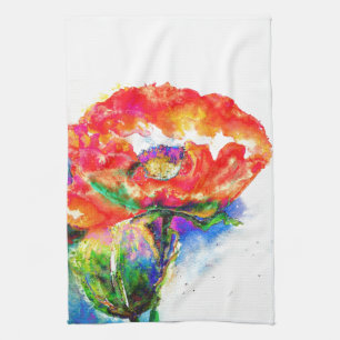 Linge De Cuisine Elégante peinture abstraite à l'aquarelle rouge
