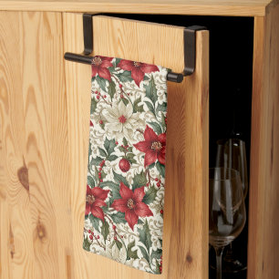 Linge De Cuisine Élégante Poinsététie rouge et blanche