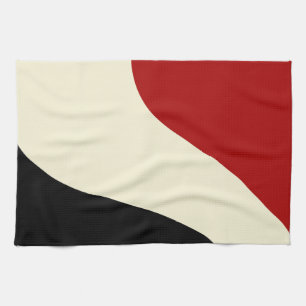 Linge De Cuisine Elégante vague minimale en rouge, noir et crème