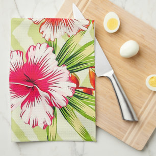 Linge De Cuisine Élégants Feuilles tropicaux et fleurs d'Hibiscus  