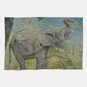 Linge De Cuisine Eléphant d'Afrique vintage dans la jungle, EJ Detm