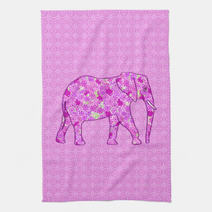 Linge De Cuisine Éléphant fleur - orchidée et magenta