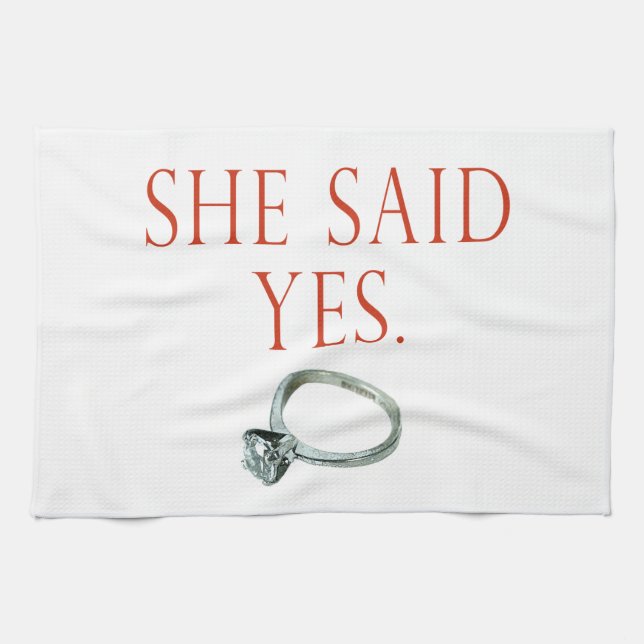 Linge De Cuisine Elle A Dit Oui Fiançailles Groom (Horizontal)