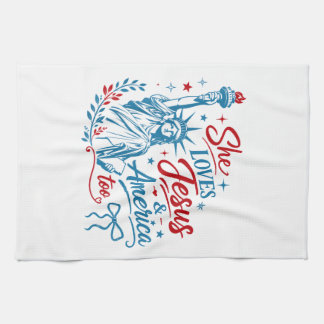 Linge De Cuisine Elle aime Jésus et l'Amérique aussi le 4 juillet C