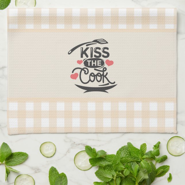 Linge De Cuisine Embrasse le Cook, crème En vichy Plaid (Plié)