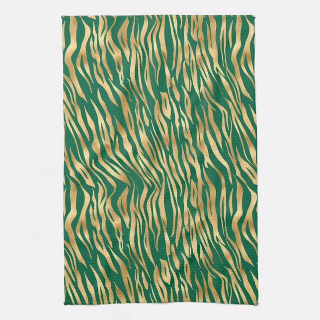 Linge De Cuisine Emerald et Gold Safari Series Design 2 (Vertical)