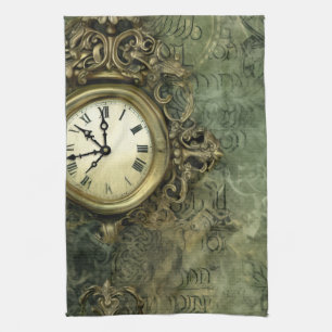 Linge De Cuisine Émeraude Green Rustic Steampunk Horloge (4)
