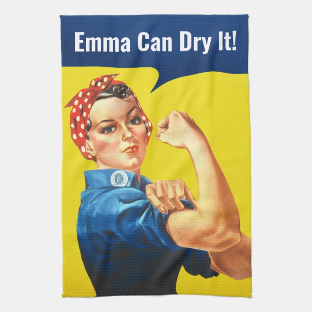 Linge De Cuisine "EMMA Can DRY It" motive Rosie le Riveter, (Vertical)
