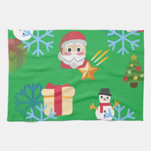 Linge De Cuisine emoji de Noël vert