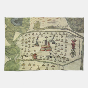 Linge De Cuisine Empire aztèque de Montezuma, carte du monde antiqu