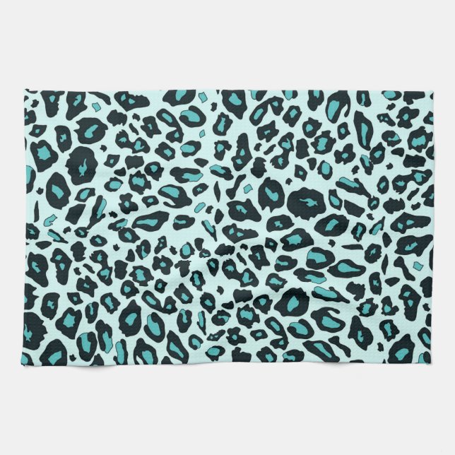 Linge De Cuisine Empreinte de léopard bleu (Horizontal)