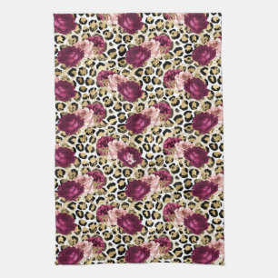 Linge De Cuisine Empreinte de léopard floral rose Girl