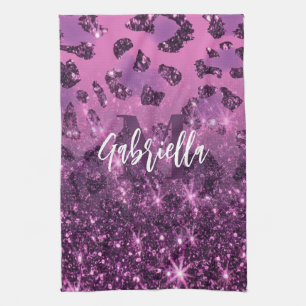 Linge De Cuisine Empreinte de léopard Parties scintillant violet