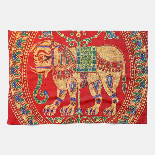 Linge De Cuisine Empreinte d'éléphants d'Inde orientale (Horizontal)
