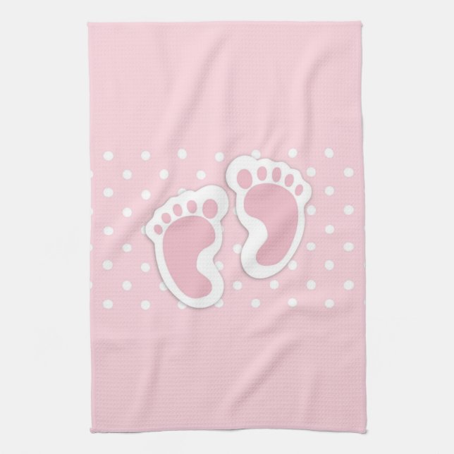Linge De Cuisine Empreintes Bébé Rose Cute (Vertical)