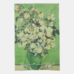 Linge De Cuisine Encore la vie - Roses roses dans un Vase Vincent e