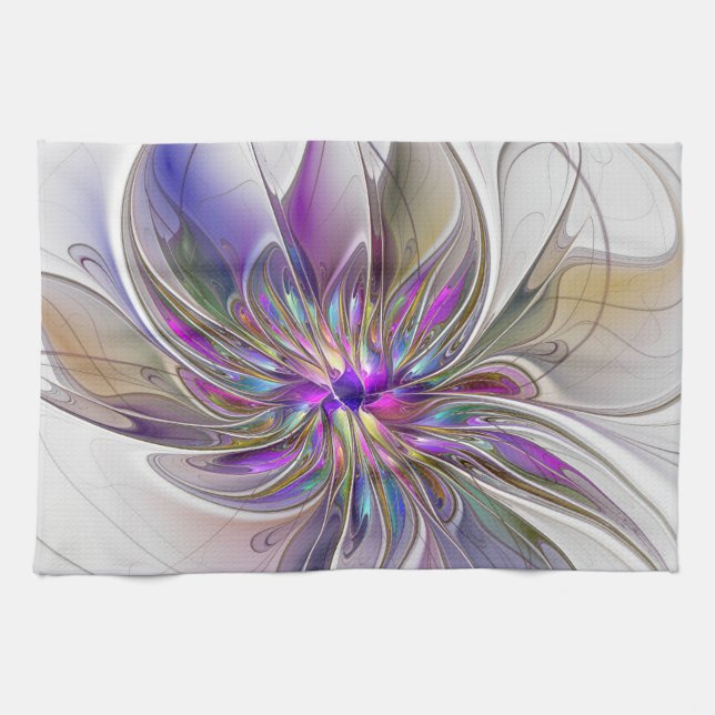 Linge De Cuisine Energetic, Colorful Abstract Fractal Art Flower (Horizontal)