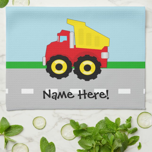 Linge De Cuisine Enfants garçons Construction camion (Plié)