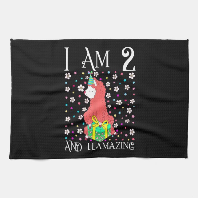 Linge De Cuisine Enfants Llama 2 ans Pink Llama 2 ans Anniversaire (Horizontal)