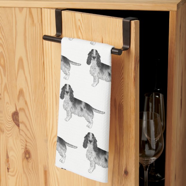 Linge De Cuisine English Cocker Spaniel en motif noir et blanc (Pliage en tiers)