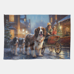 Linge De Cuisine English Springer Spaniel Saison des Fêtes de Noël