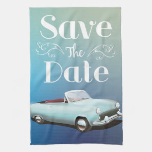 Linge De Cuisine Enregistrer la date Vintage voiture classique