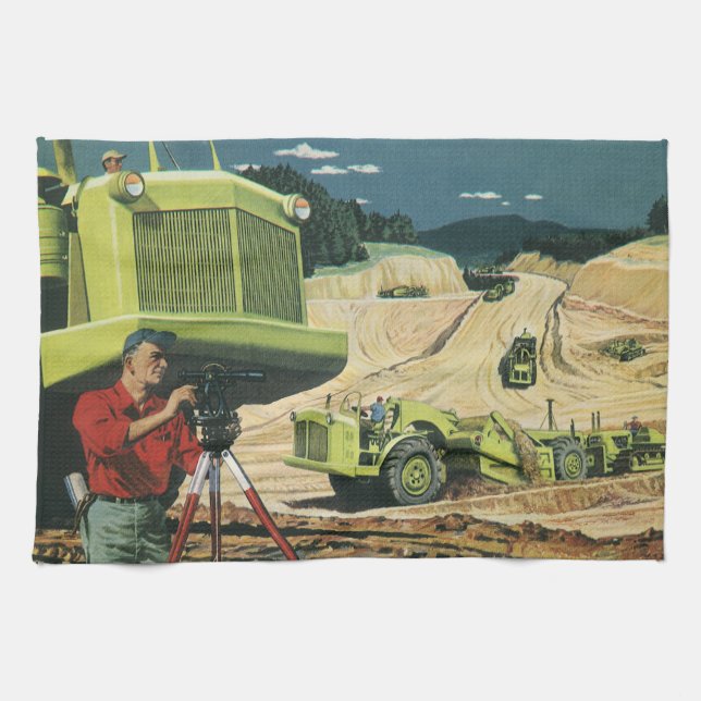 Linge De Cuisine Entreprise Vintage, Chantier de Construction avec  (Horizontal)