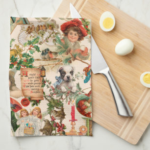 Linge De Cuisine Ephémère de Noël Vintage Fun, Festif et coloré