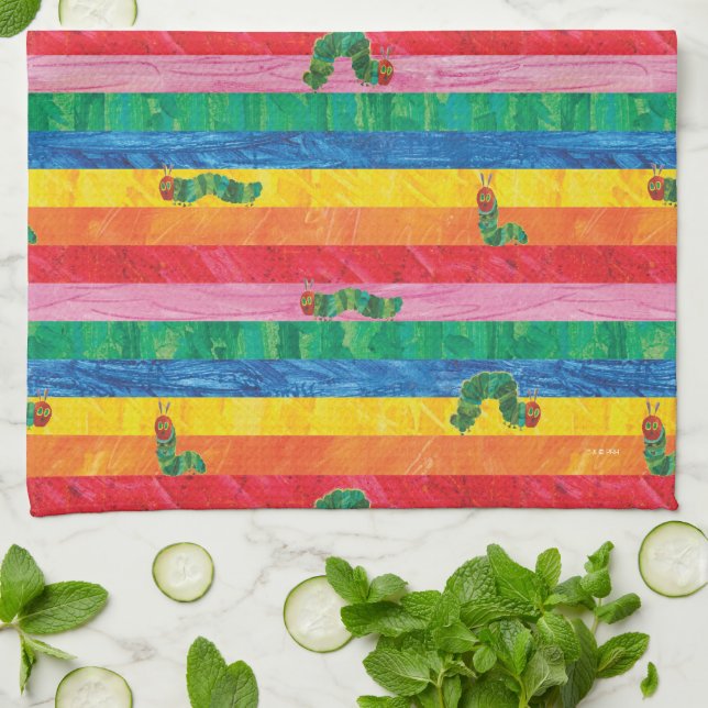Linge De Cuisine Eric Carle | Caterpillar Rainbow Stripe Motif (Plié)