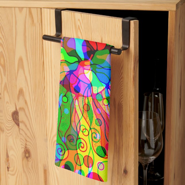 Linge De Cuisine Esquisse Imaginaire Art - Neon Abstrait Maj 1 (Pliage en tiers)