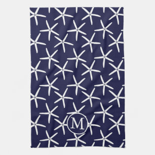 Linge De Cuisine Estarfish blanche sur un arrière - plan bleu marin