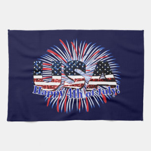 Linge De Cuisine Etats-Unis drapeau texte parties scintillant feux 