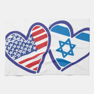 Linge De Cuisine États-Unis Israël Coeur Drapeau