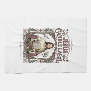 Linge De Cuisine Étiquette de bougie Jésus Bougie Jésus Foi chrétie