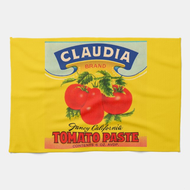 Linge De Cuisine étiquette de pâte de tomate Claudia des années 193 (Horizontal)