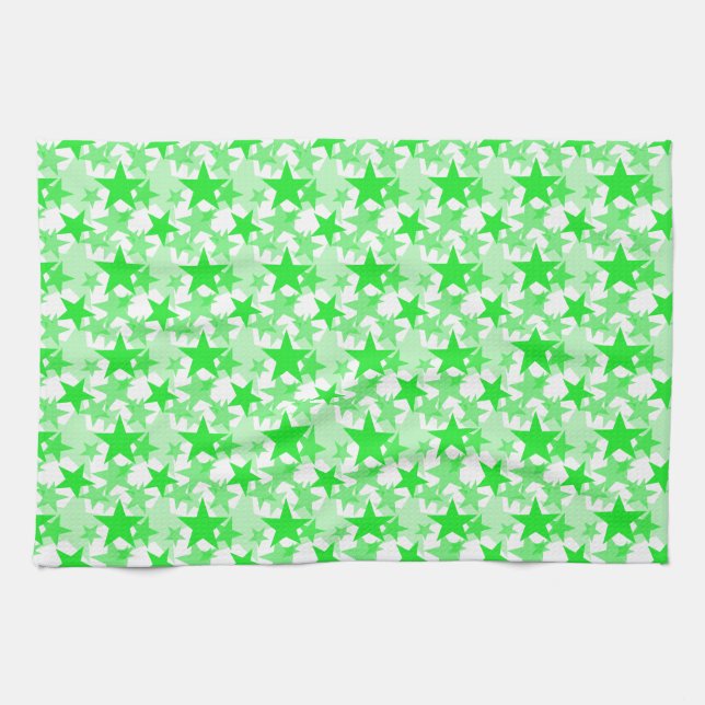 Linge De Cuisine Étoiles 3 Vert (Horizontal)