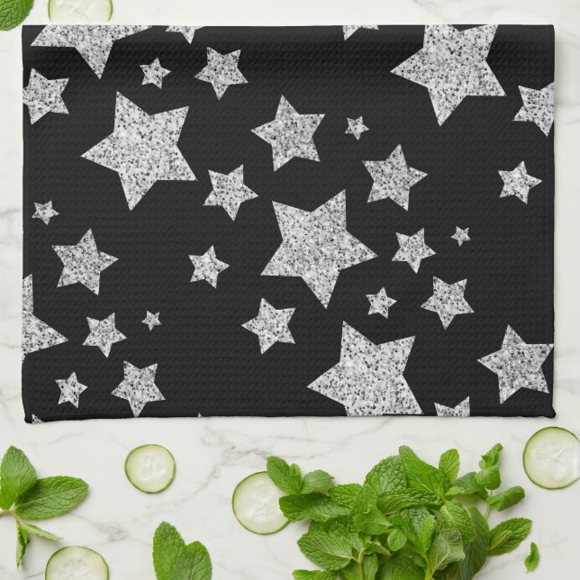 Linge De Cuisine Étoiles d'argent parkly vacances motif de Noël (Plié)