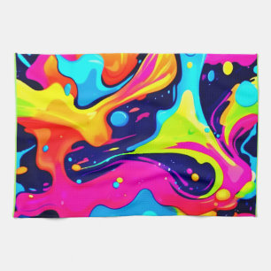 Linge De Cuisine Explosion de couleur liquide Chaos Néon